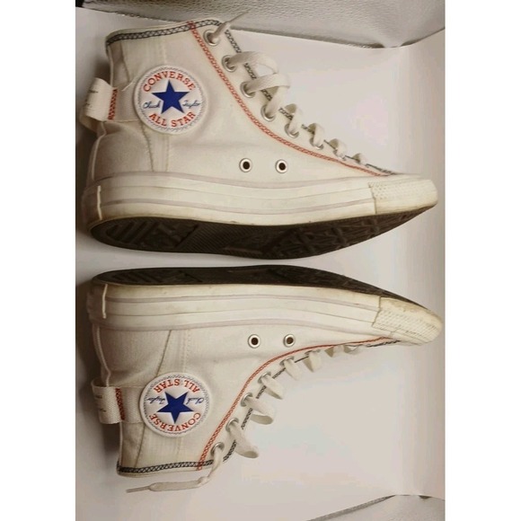 Converse Chuck Taylor All Star High Tops Logo Tag Vintage White A06104C Sneakers - Picture 3 of 16